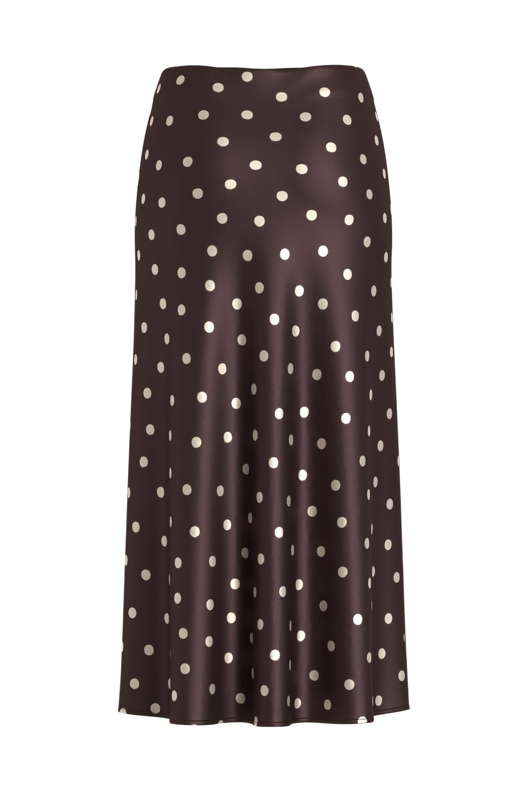 Vila - Viellette Midi Skirt - 5074897 Coffee Bean Sandshell Dots