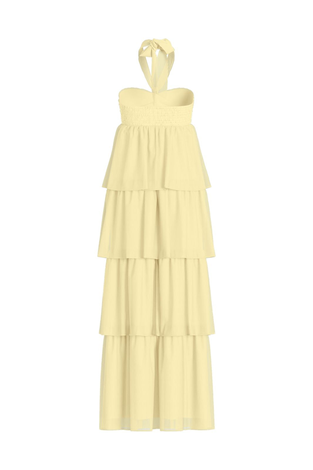 Vila - Vilea Halterneck Layered Dress/Dc/Ka - 5005145 Pastel Yellow