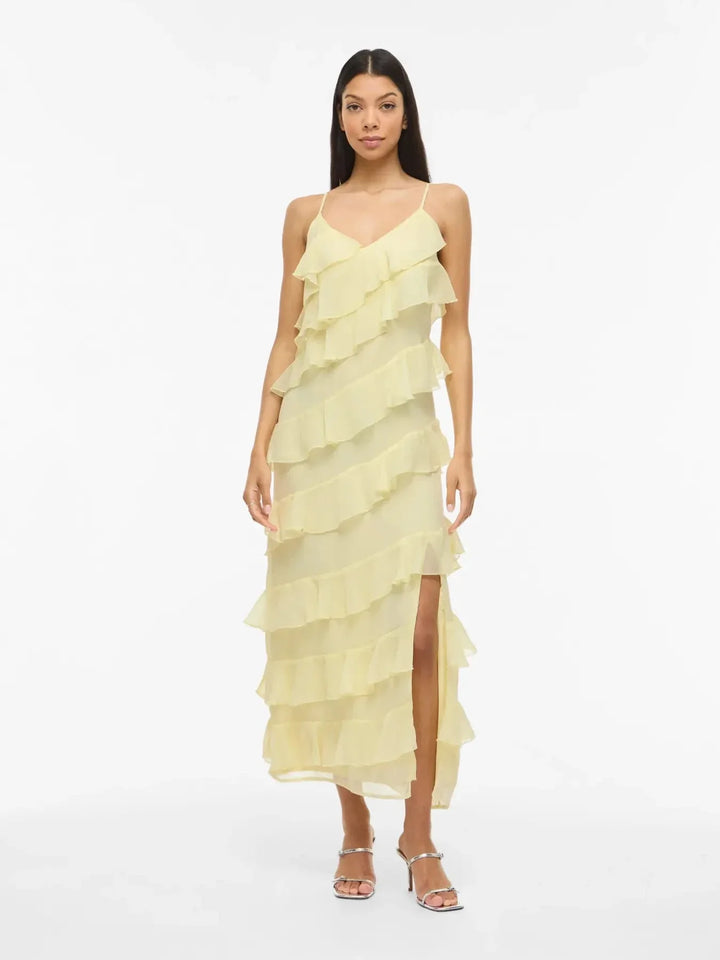 Vila - Viluna Strap Ankle Dress Noos/Dc - 5005151 Pastel Yellow Kjoler 