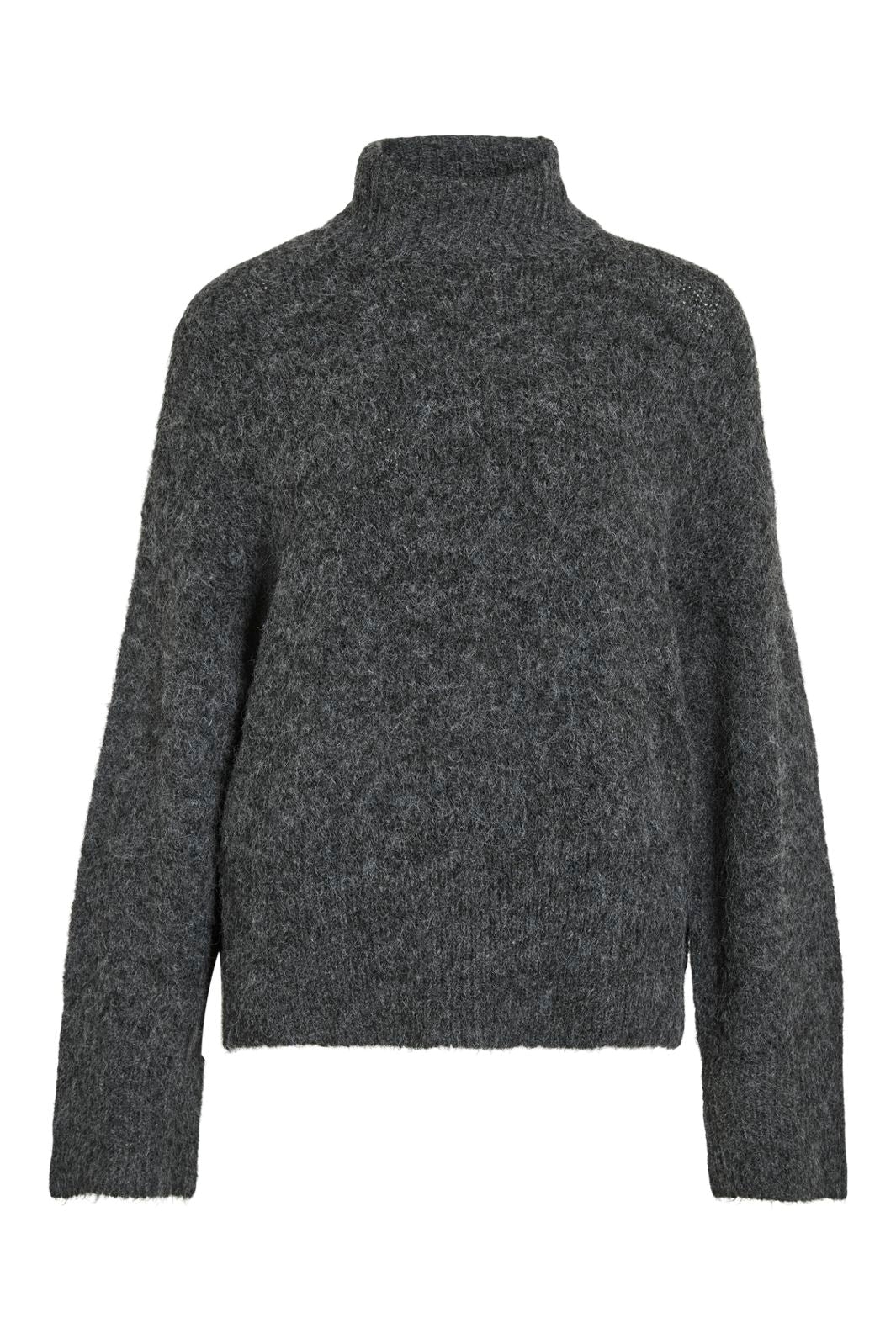Vila - Vimarley L/S Roll Neck Knit Pullover - 4971920 Dark Grey Melange