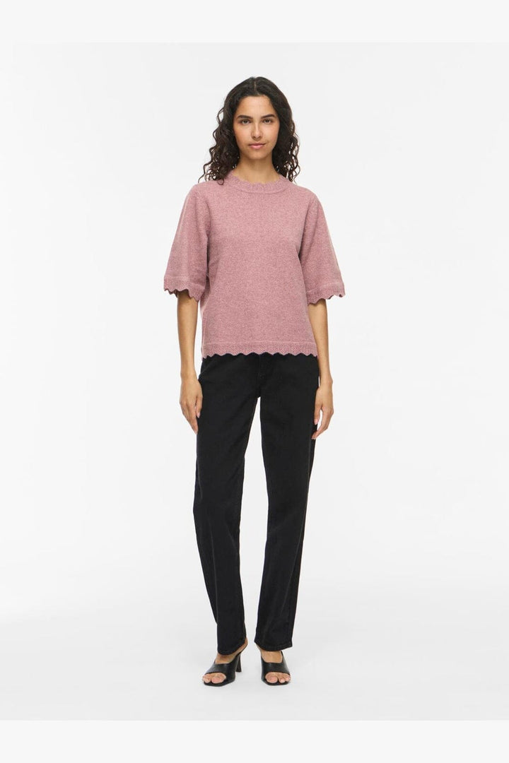 Vila - Vinikolina O-Neck 2/4 Knit Top - 5111520 Nostalgia Rose Melange