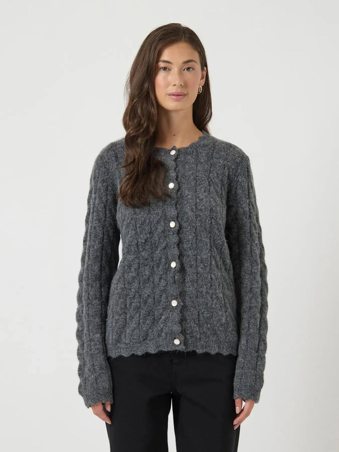 YAS - Yasbubera Ls Knit Cardigan - 4794873 Dark Grey Melange Cardigans 