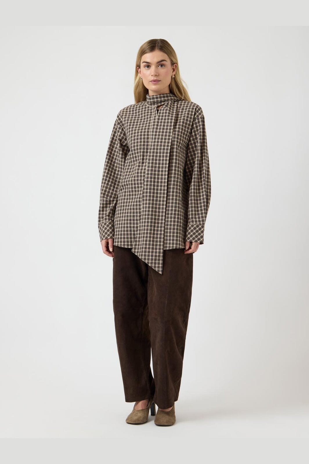 YAS - Yascarlina Ls Long Shirt - 5108963 Chocolate Brown W. Checks
