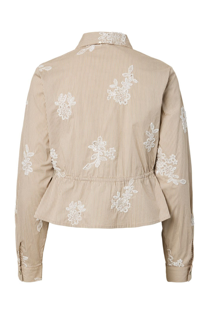 YAS - Yaschar Ls Pearled Stripe Shirt - 5243068 Birch Brown Stripes