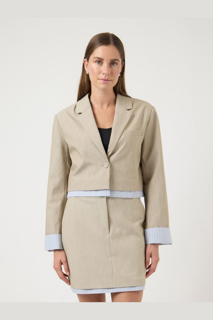 YAS - Yasdetana Ls Blazer - 4950125 Oxford Tan W. Skyway Stripe