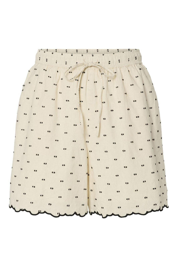 Y.A.S - Yasdobby Shorts - 4693518 Gardenia Black Dobby Dots