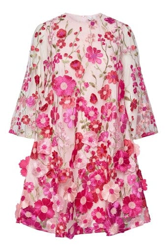 YAS - Yasflowering 3/4 Dress - 4886889 Fuchsia Purple Pink Flowers Kjoler 