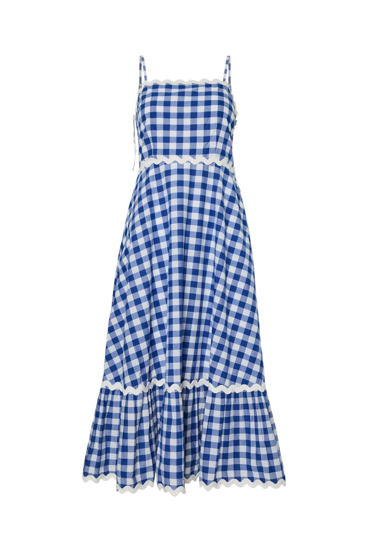 Voorbestelling - Y.A.S - Yaslura Strap Long Dress - 4923296 Star White Blue Checks