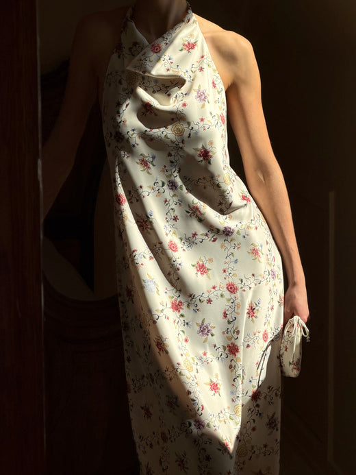 YAS - Yaspella Halterneck Long Dress - 5166046 Pristine Hannah Print Kjoler 
