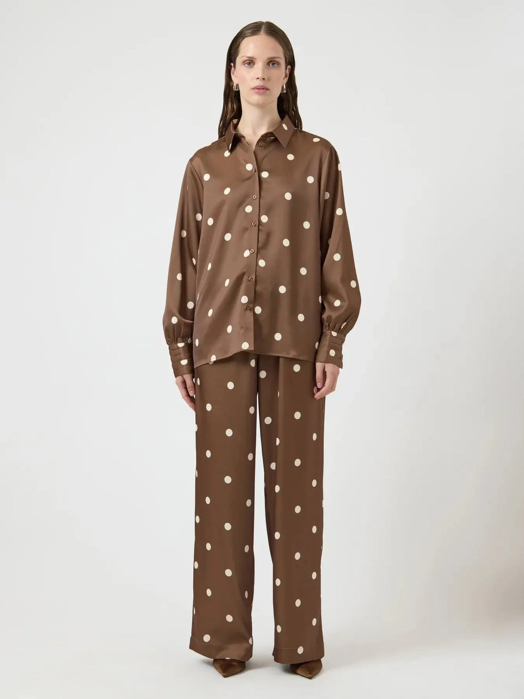 YAS - Yaspella Ls Shirt - 5084722 Pinecone Ecru Dots Skjorter 