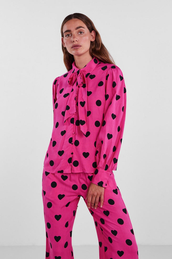 Y.A.S - Yaspolkalove Ls Shirt S. Show - Fuchsia Purple POLKALOVE PRINT Skjorter 