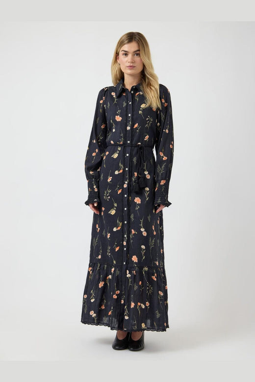 YAS - Yassomelli Ls Long Shirt Dress - 5077027 Black Flower Print